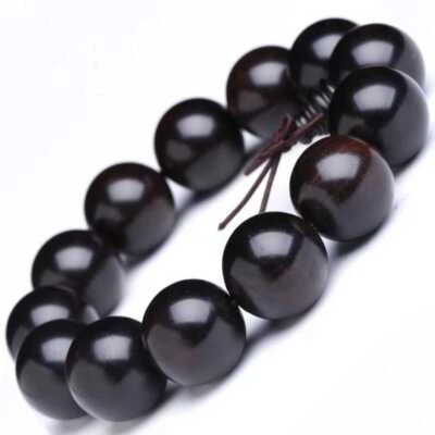 20MM Natural Ebony Cuff Men Mala Buddha Bracelet Thanksgiving Day Christmas - Image 1 of 4