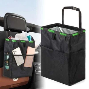 Car Trash Bag Litter Can Garbage Waste Bin Seat Organizer Storage Box For Trip - Picture 1 of 12
