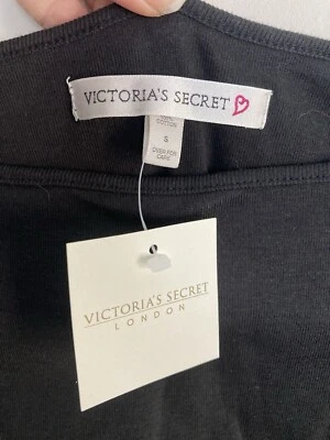 90s Victoria Secret Pajama Set Black Size Small 100% Cotton 3/4 Sleeve Cropped  - Изображение 1 из 4