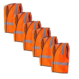 Kishigo hohe Sichtbarkeit für Arbeiter Einzeltasche 100 % Polyester orange 6er-Pack - Bild 1 von 4