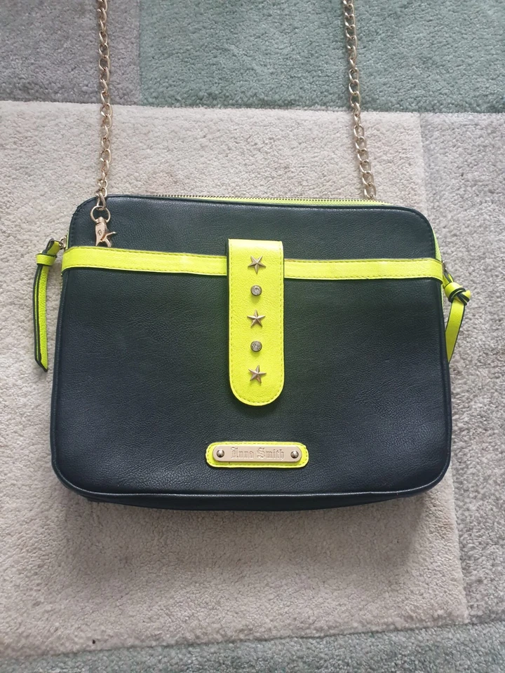 Anna Smith Shoulder Bag IPad Cover Case Star & Diamante Trim Black Faux Leather  - Image 1 of 4