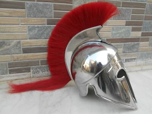 Medieval Knight Corinthian Armour Helmet W/ Red Plume Reenactment Replica Item - Picture 1 of 5