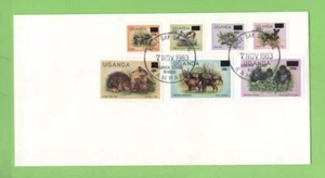 Uganda 1983 Animals/Wildlife surcharge set on plain First Day Cover - Picture 1 of 1