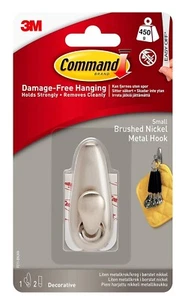 COMMAND Command Hook Small Brushed Nickel with Adhesive Strips - Picture 1 of 1