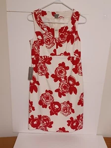 Ann Taylor Kleid weiß mit roten Rosen Größe 4 neu mit Etikett - Bild 1 von 6