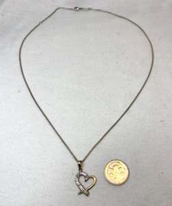 Thomas Sabo Box Link Sterling Silver 925 Chain with 9k Gold 2 Tone Heart Pendant - Picture 1 of 20