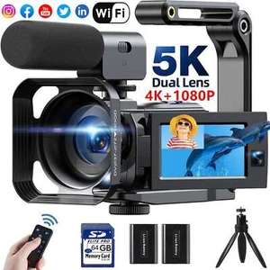 5K Video Camera Camcorder 56MP UHD WiFi Dual Lens YouTube Camera Night Vision - Picture 1 of 9