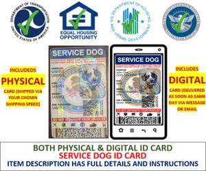 SERVICE DOG ID CARD HOLOGRAHIC, ID HOLDER, REGISTRATION, EXPEDITED SHIPPING - Picture 1 of 4