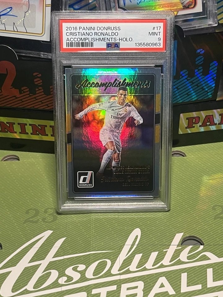 2016 PANINI DONRUSS ДОСТИЖЕНИЯ 17 КРИШТИАНУ РОНАЛДУ ГОЛОГРАФИЧЕСКАЯ - PSA 9 - Изображение 1 из 1