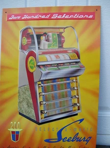 SEEBURG SELECT O-MATIC 200 Jukebox Embossed Metal Sign 10.75x16 New - Picture 1 of 2