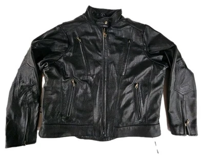  Excelente Chaqueta de Cuero Para Hombre Talla 20 Grande Negra EE. UU. Motociclista Motocicleta Muy Bonita Foto 1 de 4