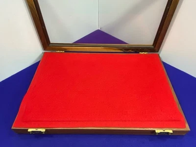 Vintage Glass-Top Wooden Display Case with Red Felt Interior & Foam Padding - Image 1 of 4