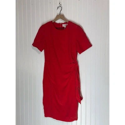 Vintage Casual Corner Women's Red Silk Midi Dress Size 10 Short Sleeve - Image 1 of 4