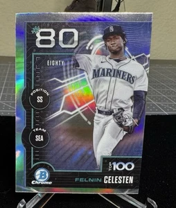 2025 Bowman Baseball - Felnin Celesten - Seattle Mariners - Top 100 - #BTP-80 - Foto 1 di 2