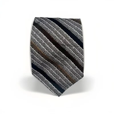 Corbata para hombre Paco Rabanne Paris gris negra a rayas vintage de lujo diseñador Foto 1 de 4