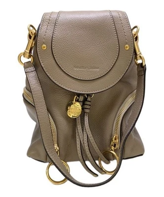 SEE BY CHLOE                    SMALL OLGA LEATHER BACKPACK Greige 01-18-76-65 - Image 1 of 4