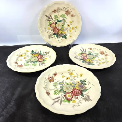 Vintage Set 4 Copeland Spode Gainsborough Dinner Plates Floral 10 1/2" Crazing - Image 1 of 4