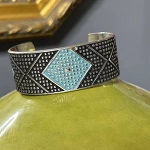 Cuff Bracelet By Montana Silversmiths Unisex Turquoise Black Geometric 4048 W - Picture 1 of 11