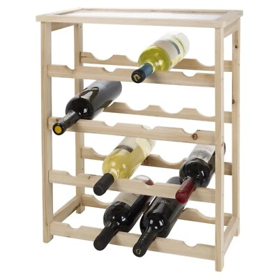 Wooden 16 Bottle Wine Holder Stand Rack Shelving Storage Cabinet For Kitchen Pub - Image 1 of 4