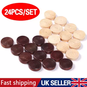 24Pcs Chess Game Accessories Backgammon Wooden Draughts Checkers Checkers Piece - Picture 1 of 10