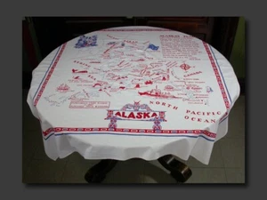 Große Baumwolle Alaska Souvenir Tischdecke um 1958 - Bild 1 von 5