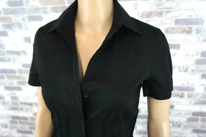THEORY ELEGANTES DAMEN STRETCH LEINEN HEMDBLUSENKLEID SCHWARZ L - Bild 1 von 11