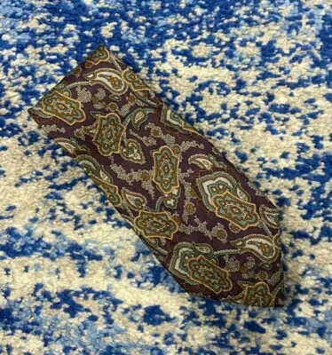 Bachrach винтажный фиолетовый морской пены зеленый верблюд серый хаки тональный пейсли галстук - Изображение 1 из 4