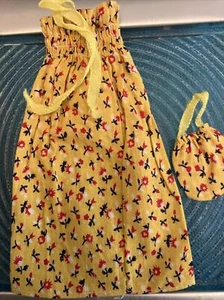 Vestido Halter Vintage Estilo Barbie Amarillo Azul Rojo Blanco Flor con Bolso a Juego - Imagen 1 de 10