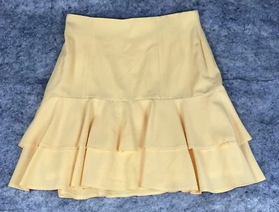 Vintage ESCADA Margetha Ley Germany Yellow Ruffle Hem Mini Wool Skirt Size 42 - Image 1 of 4