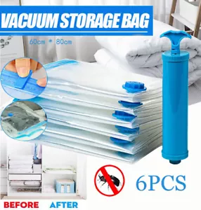6er Set Vakuumbeutel Aufbewahrungsbeutel Kleidung Vakuum Beutel + Luftpumpe - Bild 1 von 9