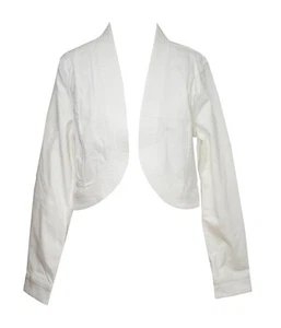 New SOFT SURROUNDINGS S Jacket White Cotton Denim Cropped Open Front Bolero NWOT - Picture 1 of 5