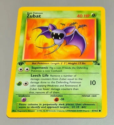 Zubat # 57/62 1.Edition Common aus Fossil 2000 Pokemon EN Near Mint Vintage - Bild 1 von 3