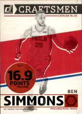 2019-20 Donruss Craftsmen #14 Ben Simmons Philadelphia 76ers Basketball Card - Image 1 of 2