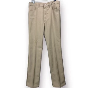 VTG Wrangler Pants 82TN Mens Tag Size 34x36 Rancher Pants Polyester Beige USA - Picture 1 of 1