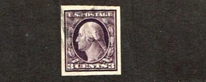 1908-9 U.S. Reg Issue NEW DESIGN 3c Prp WASHINGTON D.L. Wkm IMPERF Sc#345 Used** - Picture 1 of 1