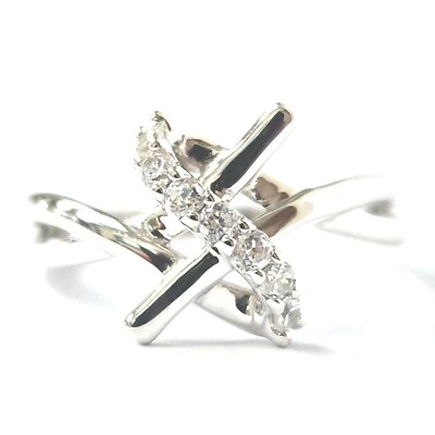 Anillo Piedras Circonitas Oro Blanco 9ct Estilo Cóctel Damas Talla P Sello 2g Foto 1 de 4