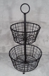 2-Tier Fruit Basket Metal Wire Storage Bowl Countertop Organizer Display Stand - Picture 1 of 12