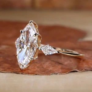 Customize 14K White GoldRing 2.50 Ct IGI Lab Created Marquise Diamond Size 7.5 - Picture 1 of 11