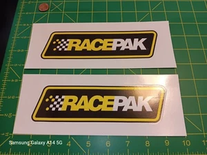 PAR DE PEGATINAS RACEPAK ORIGINALES DE HOLLEY NUEVO STOCK ANTIGUO - Imagen 1 de 2