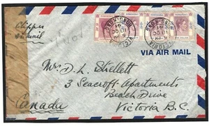 HONG KONG WW2 AirMail 1941 $3.50 Rate KGVI Franking Cover CANADA Vancouver Y148 - Picture 1 of 6