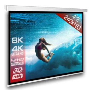 4:3 SlenderLine Écran de projection manuel 244 x 198 (238x178)cm HDTV 3D 4K 117" - Photo 1/6