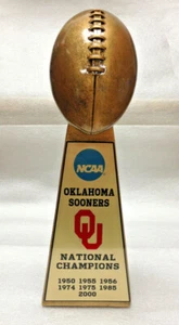 15" NEW UNIVERSITY OF OKLAHOMA SOONERS NCAA NATIONAL CHAMPION FOOTBALL TROPHY - Picture 1 of 3