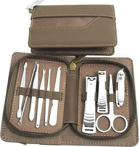 Nuevo juego de manicura premium de 10 piezas para caballeros con estuche de cuero sintético... - Imagen 1 de 1