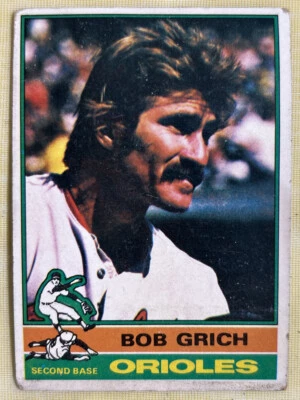 1976 Topps Bob Grich cartão de beisebol #335 Orioles baixo grau mal manchado e vincos - Imagem 1 de 2