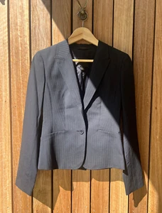 COUNTRY ROAD Wool Navy Pin Stripe Suit Jacket and Trousers Size 8 - Picture 1 of 19