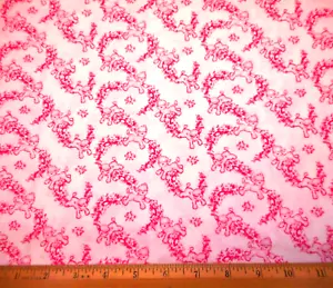 30s Reproduction Fabric By Half-Yard Pink Floral Lamb on White Premium Cotton C - Picture 1 of 2