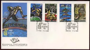 Grecia. Home dei GIOCHI OLIMPICI 1989 Wrestiling, Nuoto, Salto in Alto, FDC - Foto 1 di 4