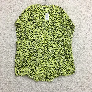 NUOVO Torrid Top Camicia 3X Adulto Più Verde Lime Leopardato Scollo V Blusa Boho Donna - Foto 1 di 12