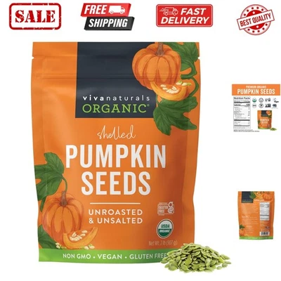 Organic Pumpkin Seeds, 2 lb 32 oz, 907 g – Shelled, Unroasted, Unsalted, Non-... - Image 1 of 4