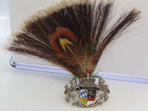 Spilla cappello vintage stile bavarese bavarese camoscio con piume tedesco - Foto 1 di 6
